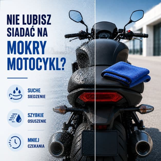 Ręcznik do motocykla z mikrofibry 40×40 cm, 800 g/m² – do bezsmugowego osuszania MAJWAS Premium