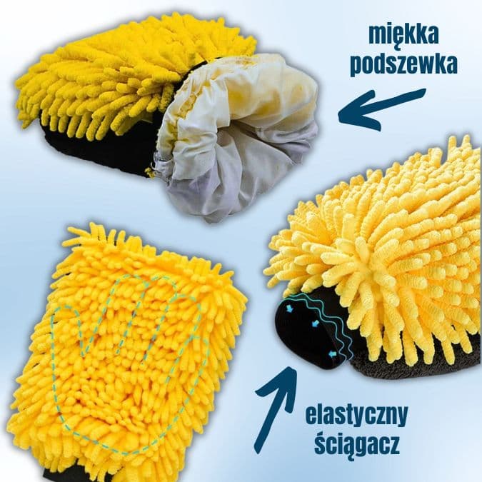 Superchłonna dwustronna rękawica z mikrofibry do mycia auta MAJWAS Premium