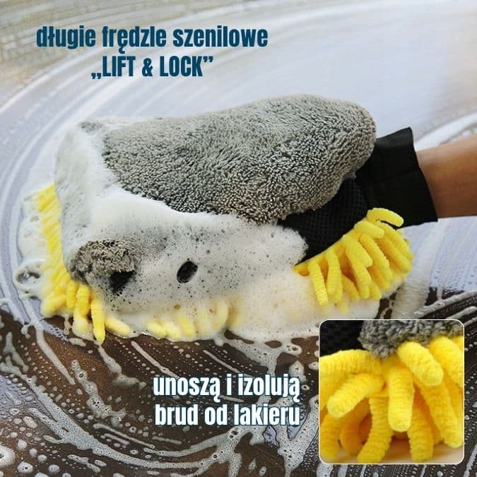 Superchłonna dwustronna rękawica z mikrofibry do mycia auta MAJWAS Premium