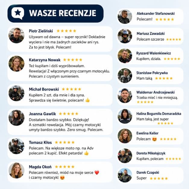 Ręcznik do motocykla z mikrofibry 40×40 cm, 800 g/m² – do bezsmugowego osuszania MAJWAS Premium