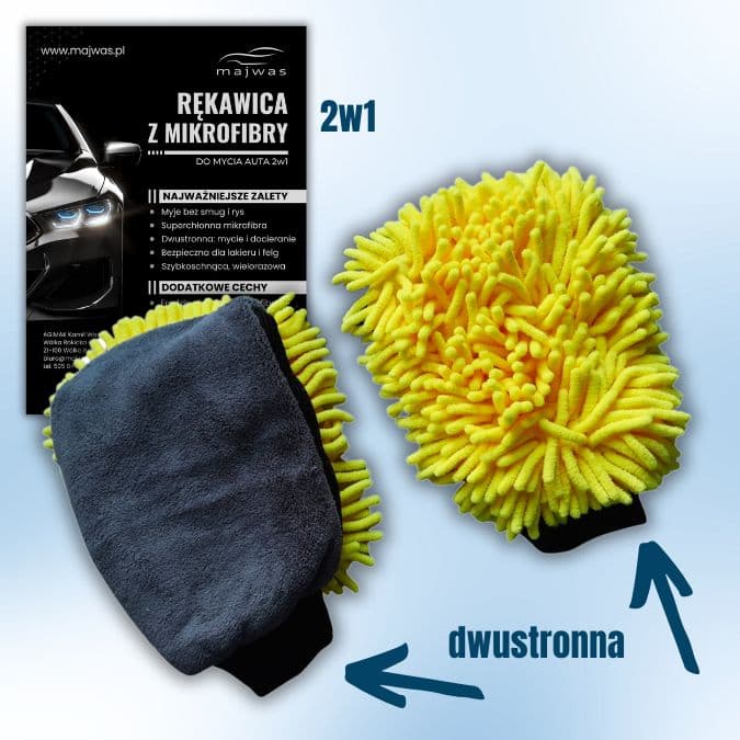 Superchłonna dwustronna rękawica z mikrofibry do mycia auta MAJWAS Premium